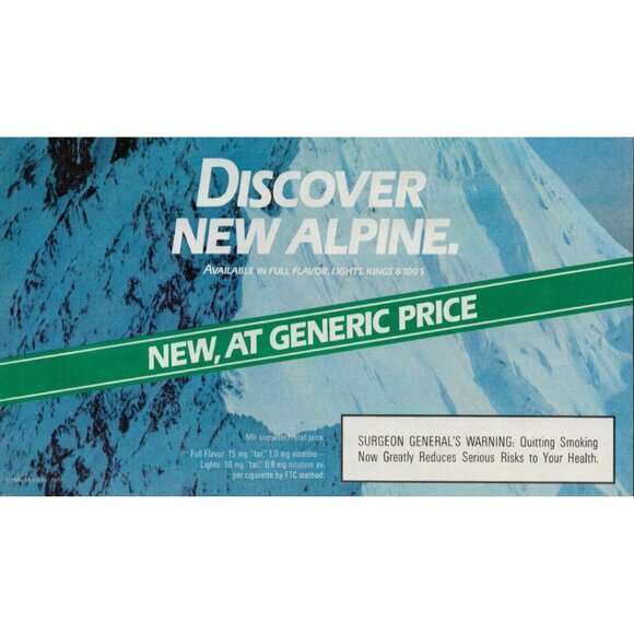 1989 Alpine Menthol Cigarettes Vintage Print Ad (L9) - Picture 3 of 3